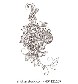Hand-drawn design element. Doodle art flowers.  Zentangle floral pattern.