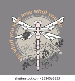 hand-drawn design vector. Butterfly with flower artwork for t-shirt print, poster, sticker, background, and other uses.