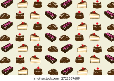 Fondo de ilustración de patrón de postre dibujado a mano