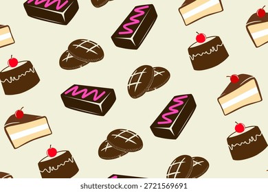 Fondo de ilustración de patrón de postre dibujado a mano