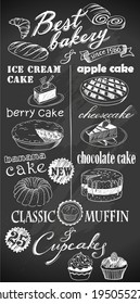 hand-drawn desserts on chalkboard