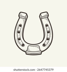 Handdrawn Detailed Horseshoe Outline Icon for Luck and Western Theme