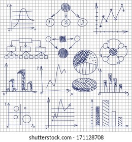 Hand-drawn diagrams on notebook sheet