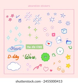 Hand-drawn diary decoration sticker set