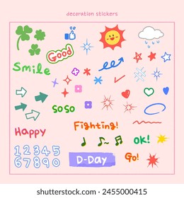 Hand-drawn diary decoration sticker set