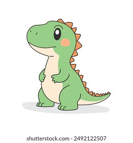 A hand-drawn dinosaur isolated on a white background.  Cute tyrannosaurus rex, a reptile. Vector illustration. It can be used in printing, web design.