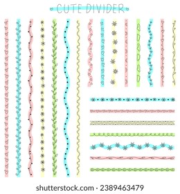 hand-drawn divider with plant elements and colors