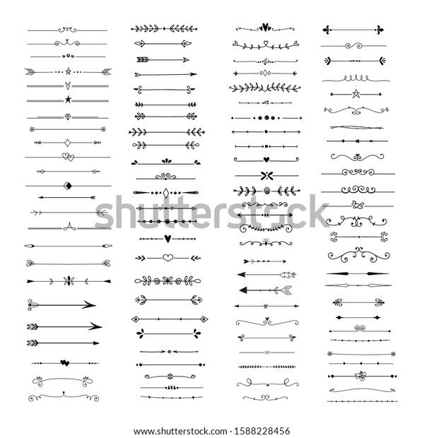 Handdrawn dividers and decorative
separators. Divider clipart for wedding design and text
decor