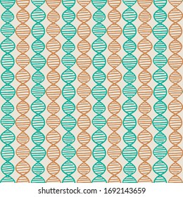  Hand-drawn DNA seamless pattern. Abstract pattern based one DNA doodles.