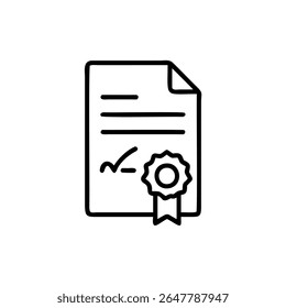 Handdrawn document with checkmark badge on background paper certificate