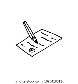 Handdrawn document doodle icon. Hand drawn black sketch. Sign symbol. Decoration element. White background. Isolated. Flat design. Vector illustration.
