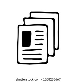 Handdrawn document doodle icon. Hand drawn black sketch. Sign symbol. Decoration element. White background. Isolated. Flat design. Vector illustration.