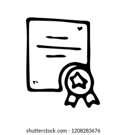 Handdrawn document doodle icon. Hand drawn black sketch. Sign symbol. Decoration element. White background. Isolated. Flat design. Vector illustration.