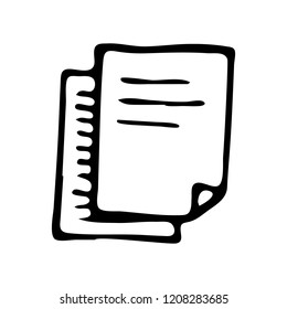 Handdrawn document doodle icon. Hand drawn black sketch. Sign symbol. Decoration element. White background. Isolated. Flat design. Vector illustration.