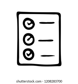 Handdrawn document doodle icon. Hand drawn black sketch. Sign symbol. Decoration element. White background. Isolated. Flat design. Vector illustration.