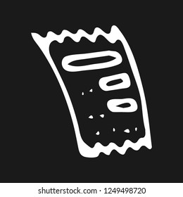 Handdrawn document doodle icon. Hand drawn black sketch. Sign symbol. Decoration element. Black background. Isolated. Flat design. Vector illustration.