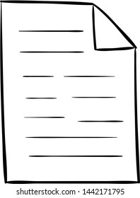 Handdrawn document doodle icon. Hand drawn black sketch. Sign cartoon symbol. Decoration element. White background. Isolated. Flat design. Vector illustration.