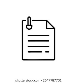 Handdrawn document with lines a paper clip on a background vector
