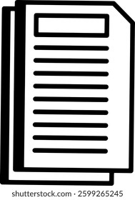 Hand-Drawn Document Pile, Minimalist File Icon, Stack of Documents Line Art