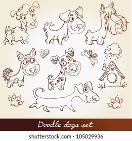 Hand-drawn dogs set