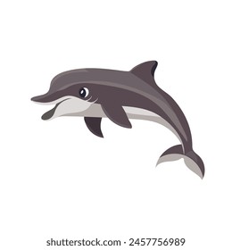 A hand-drawn dolphin. Funny dolphin isolated on white background. Print, textile, web design. Vector illustration