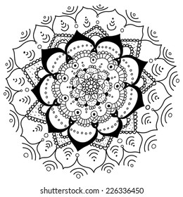Hand-Drawn  Doodle  Abstract Henna Mehndi Flowers Vector Illustration Design Elements in eps 8