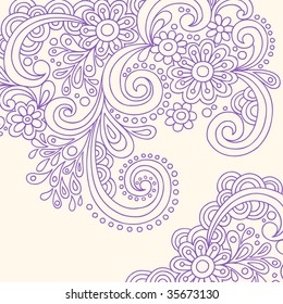 Hand-Drawn Doodle Abstract Henna Paisley Vector