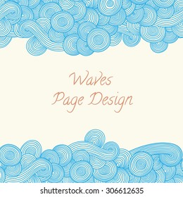 Hand-drawn doodle with abstract wave. Vector wavy background . Template can be used for tickets, congratulations, label, etc