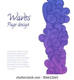 Hand-drawn doodle with abstract wave. Vector wavy background . Template can be used for tickets, congratulations, label, etc