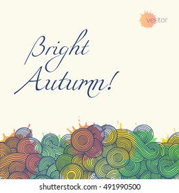 Hand-drawn doodle with abstract wave. Vector wavy background.