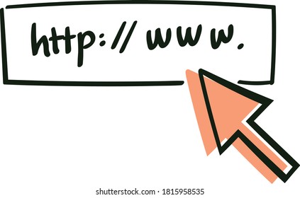 hand-drawn doodle address and navigation bar with http vector illustration.