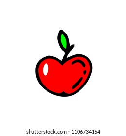 Handdrawn doodle apple icon. Hand drawn black sketch. Sign symbol. Decoration element. White background. Isolated. Flat design. Vector illustration.