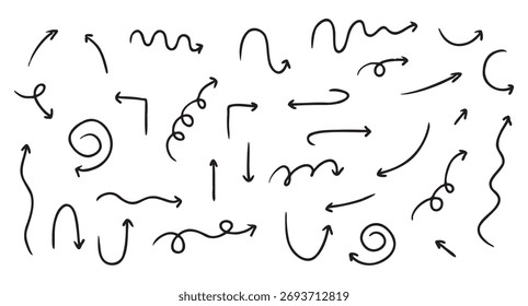 Handgezeichnete Doodle Arrows Kollektion für die Richtung