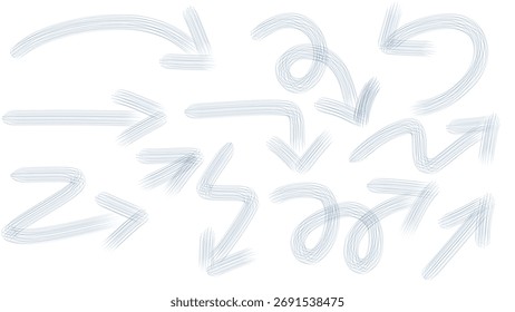 Setas de doodle desenhadas à mão definidas em várias direções