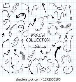 Hand-drawn doodle arrows vector set