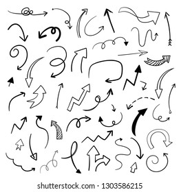 Hand-drawn doodle arrows vector set Hand-drawn doodle arrows vector set