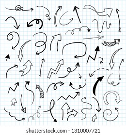 Hand-drawn doodle arrows vector set