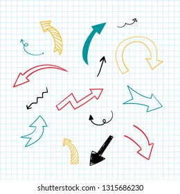 Hand-drawn doodle arrows vector set
