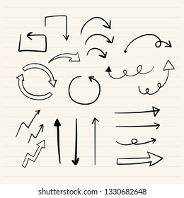 Hand-drawn doodle arrows vector set