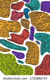 handgezeichneter doodle Hintergrund mit farbigen Kreisen und schwarzen Linien