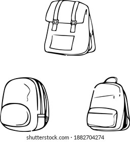 Hand-drawn doodle bag icon. Hand drawn black sketch. Sign symbol. Decoration element. White background. Isolated. Flat design. Vector illustration