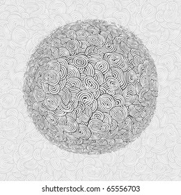 Hand-drawn doodle ball and background. vector illustration