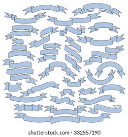 Hand-drawn doodle banners set. Vector illustration isolated on white.