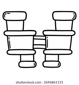 Binóculo de garatuja desenhado à mão isolado em um fundo branco. Ilustração vetorial.