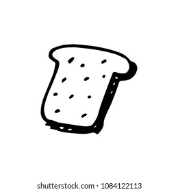 Handdrawn doodle bread icon. Hand drawn black sketch. Sign symbol. Decoration element. White background. Isolated. Flat design. Vector illustration.