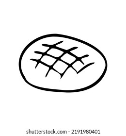 Handdrawn doodle bread icon. Hand drawn black sketch. Sign symbol. Decoration element. White background. Isolated. Flat design. Vector illustration.