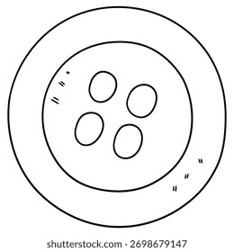 Botón de doodle dibujado a mano para la ropa aislada en un fondo blanco. Ilustración vectorial.