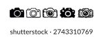 Hand-drawn doodle camera icons set. Photography and multimedia symbols in various artistic styles.