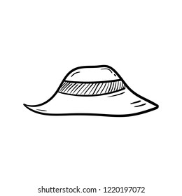 Handdrawn doodle cap icon. Hand drawn black sketch. Sign symbol. Decoration element. White background. Isolated. Flat design. Vector illustration.