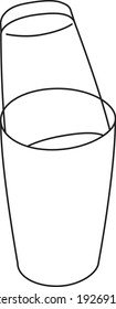 Imagen vectorial con estilo de dibujos animados hechos a mano. Accesorio de la barra del agitador de Boston. Para menú de barras, diseño de sitio web de barman, ilustración de proceso de fabricación de cócteles, decoración de libros de cocina de alcohol, etc